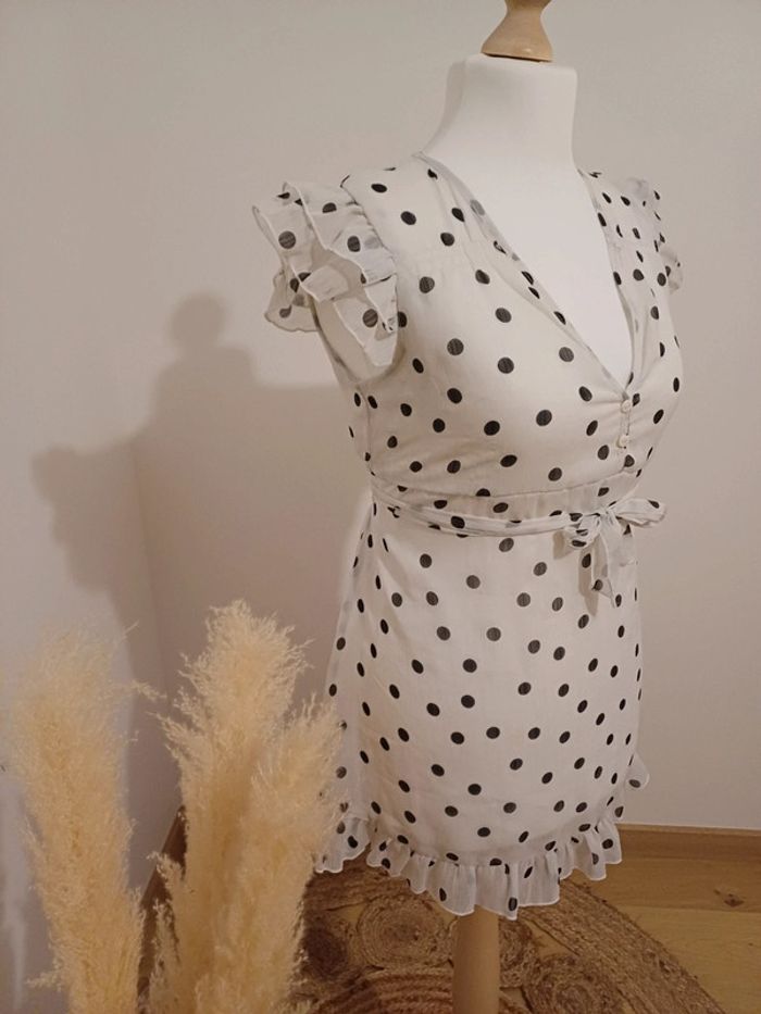 Tunique blanche à pois noirs Leslly taille L 40 - photo numéro 6