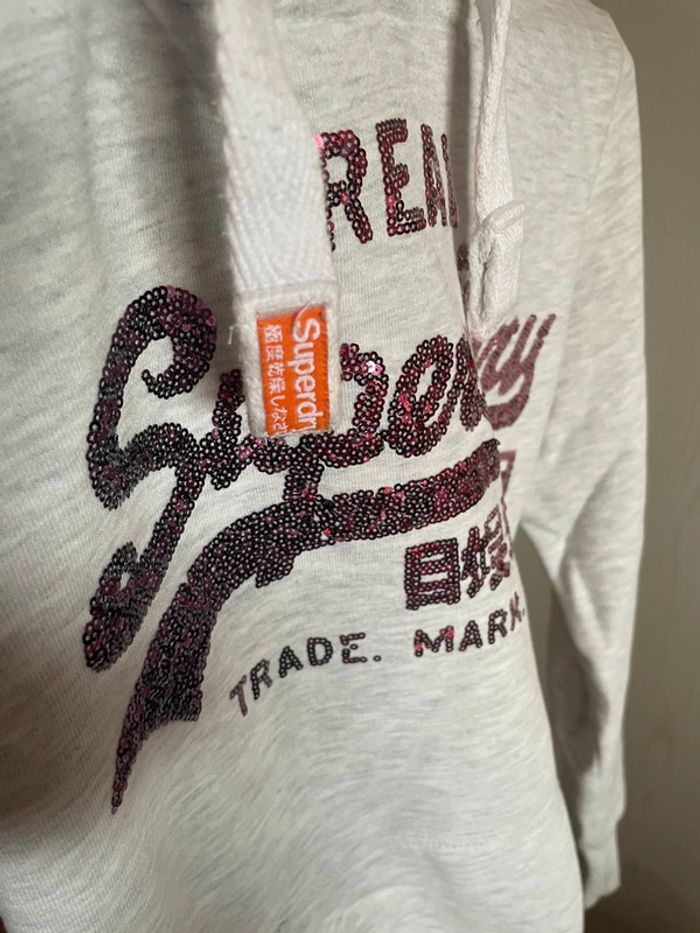 Sweat à capuche à sequins Vintage Logo Superdry Femme taille S - photo numéro 3