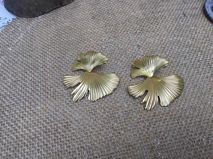 Boucles d’oreilles mile Mila acier inoxydable or fleur de ginkgo