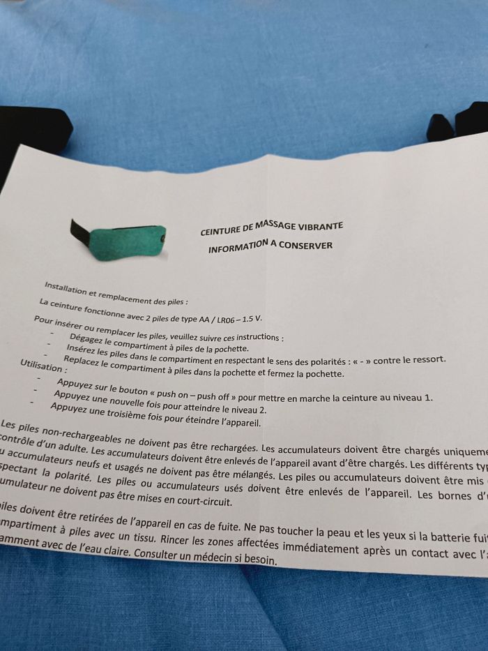 Ceinture de massage vibrante notice fournie neuf - photo numéro 6