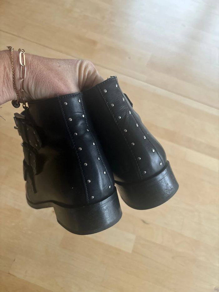 Bottines à clous cuir noir - photo numéro 4