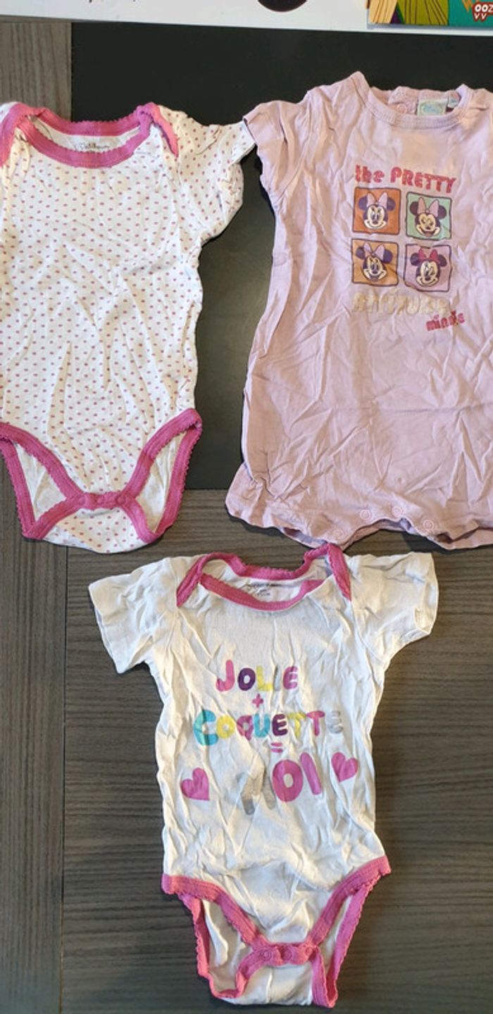Lot 3 bodies manches courtes 9 mois
