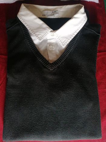 Pull chemise noir et blanc manches longues