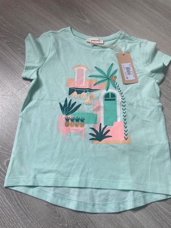 T shirt vert eau catimini neuf etiquette 4 ans 104 cm