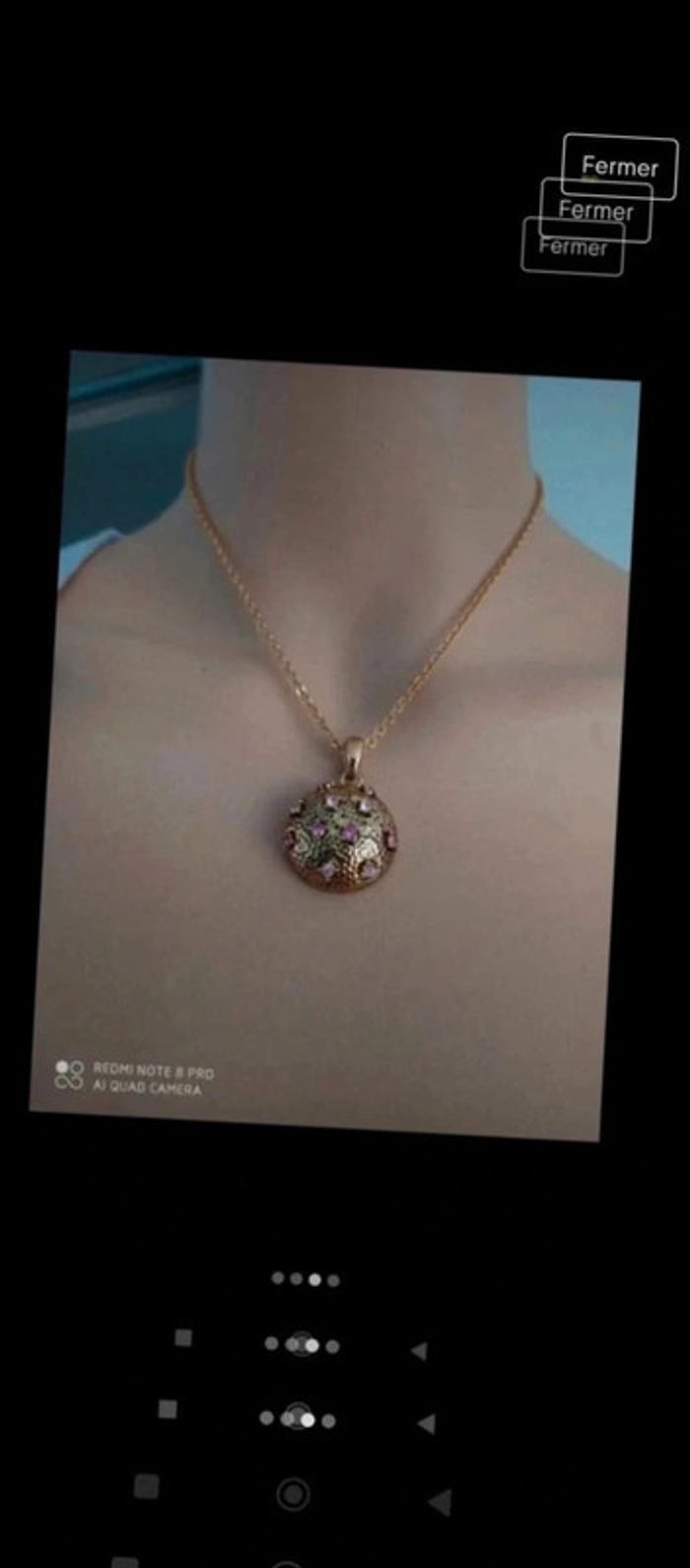 Collier pendentif rond  doré  rose - photo numéro 4