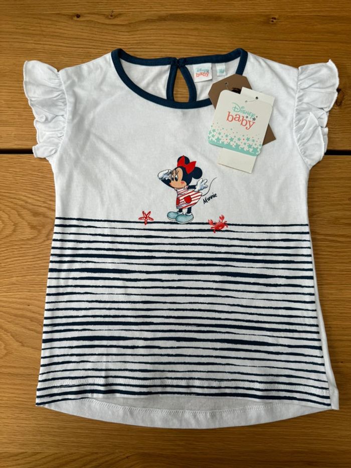 Robe MC marinière avec Minnie blanche/rayures bleues NEUVE - Taille 3 Ans - photo numéro 2
