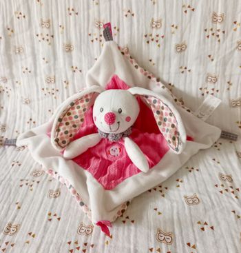 Doudou lapin rose blanc Nicotoy