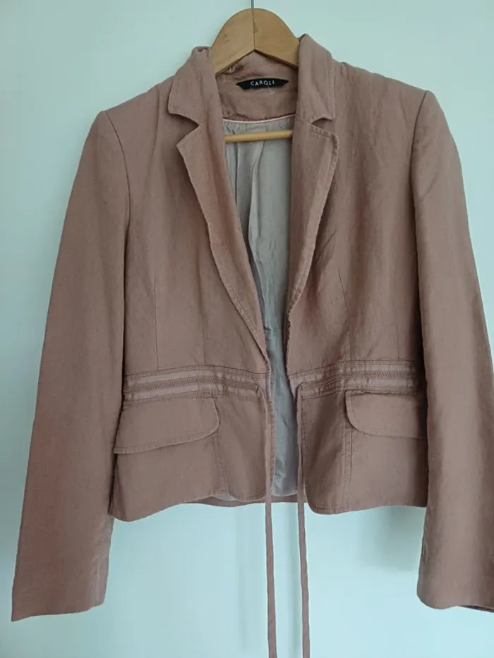 Veste Caroll en lin vieux rose NEUVE