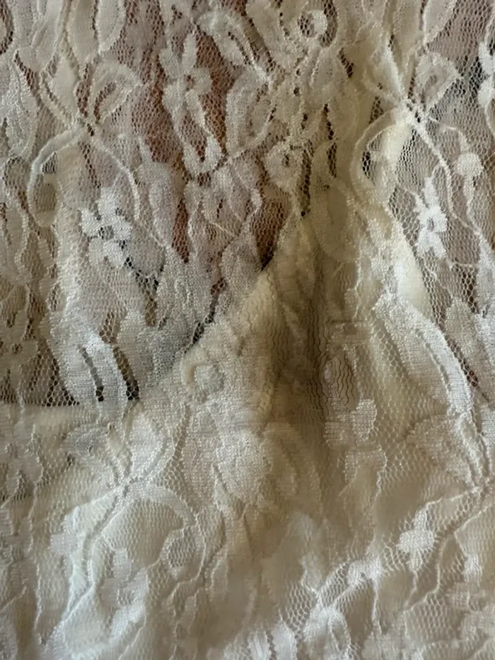 Blouse dentelles blanc dentelles manche chauve souris taille s gemo - photo numéro 2