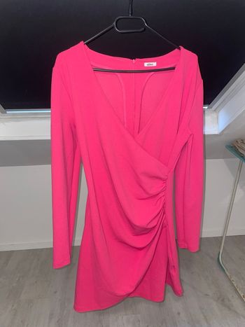 Robe courte manche longue rose 