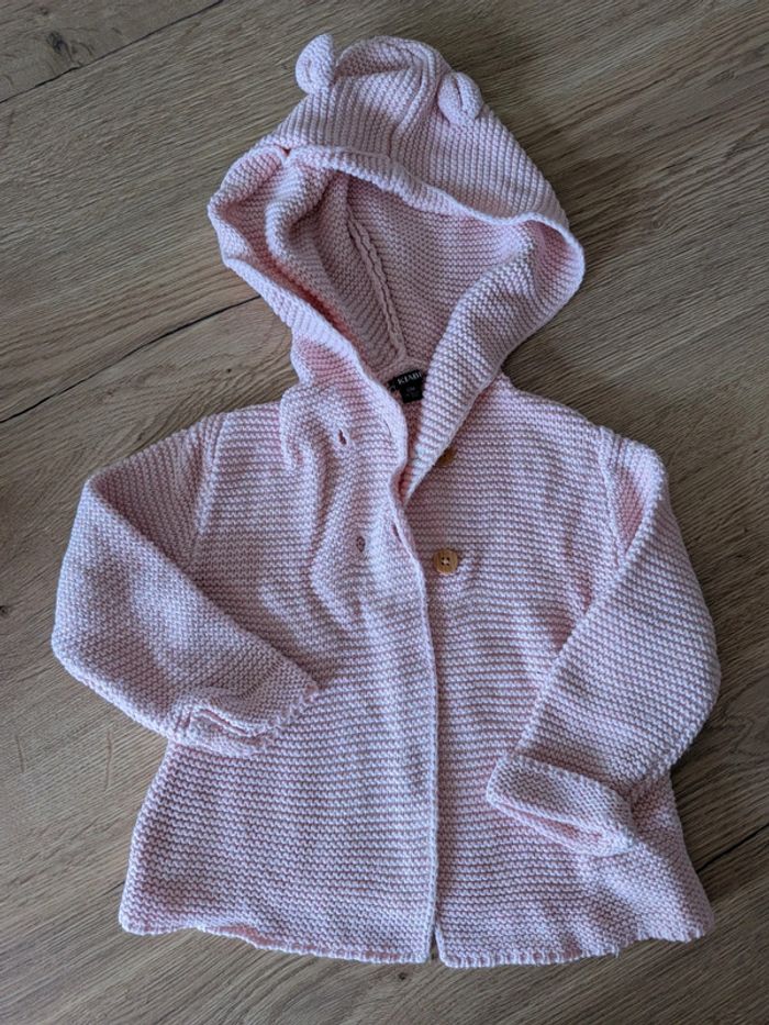 Gilet rose à capuche 12 mois