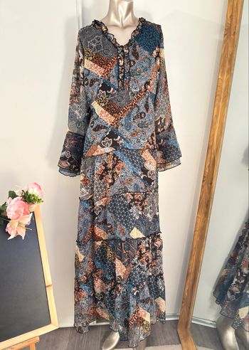 Robe longue bohème Céline patchwork Taille L (40)