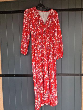 Robe longue rouge imprimé fleuri