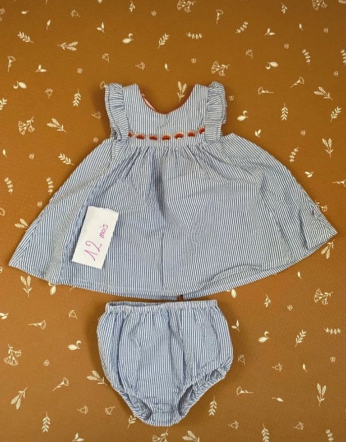 Robe + bloomer 12 mois - rayures