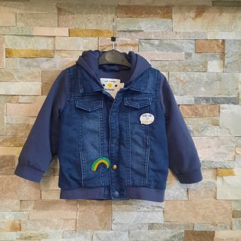 Blouson veste jean et sweat marine Mini Rainbow Orchestra 12 mois 81 cm
