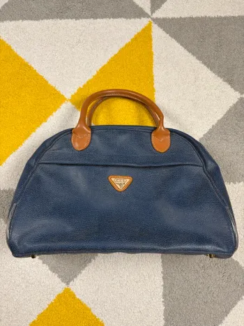 Sac à mains vintage Jump | Bleu marine et marron | Taille 35 X 24 cm