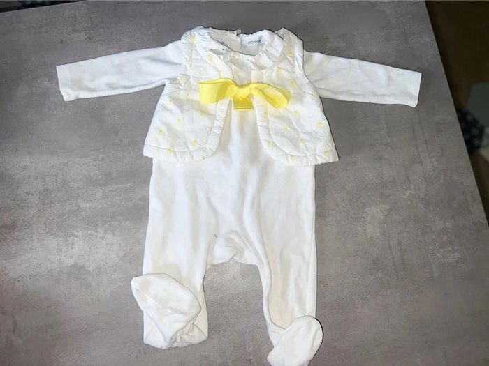 Lot ensemble pyjama marese 12 mois blanc jaune col strass ananas