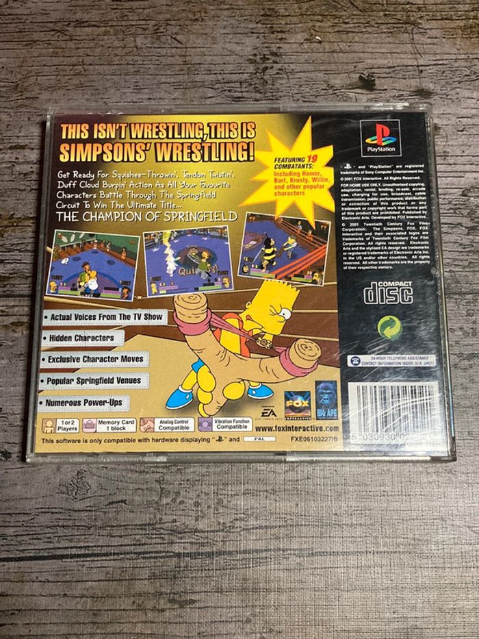 The Simpsons Wrestling Jeu PS1 Complet Anglais Sony - photo numéro 2