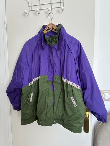 Manteau vintage Étam violet & vert – Taille S