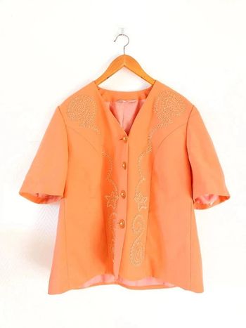 magnifique chemise manches courtes, couleur orange saumon vintage