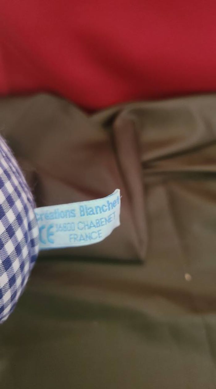 doudou vintage musical lapin boule vichy bleu creation blanchet - photo numéro 3