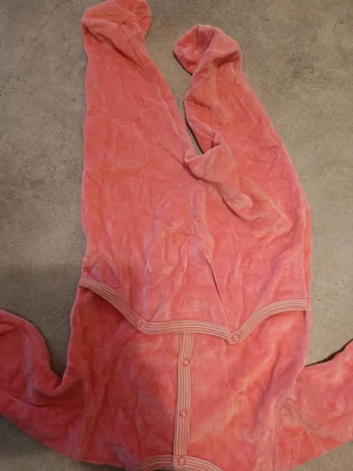 Pyjama rose en velours Petit bateau 74cm - photo numéro 4