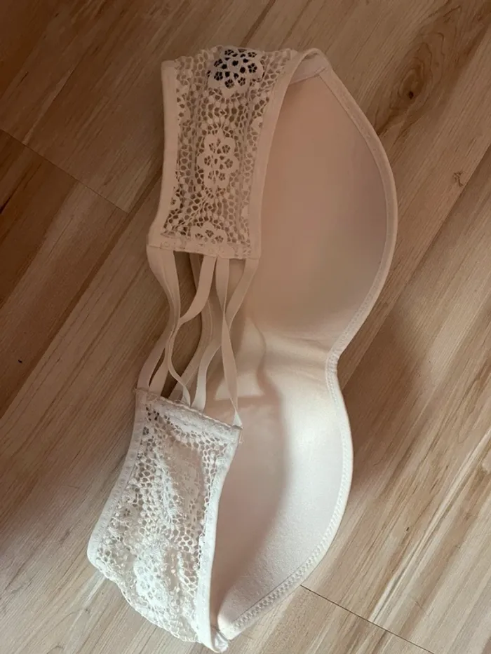 soutien gorge bandeau blanc dentelle broderie undiz - photo numéro 2