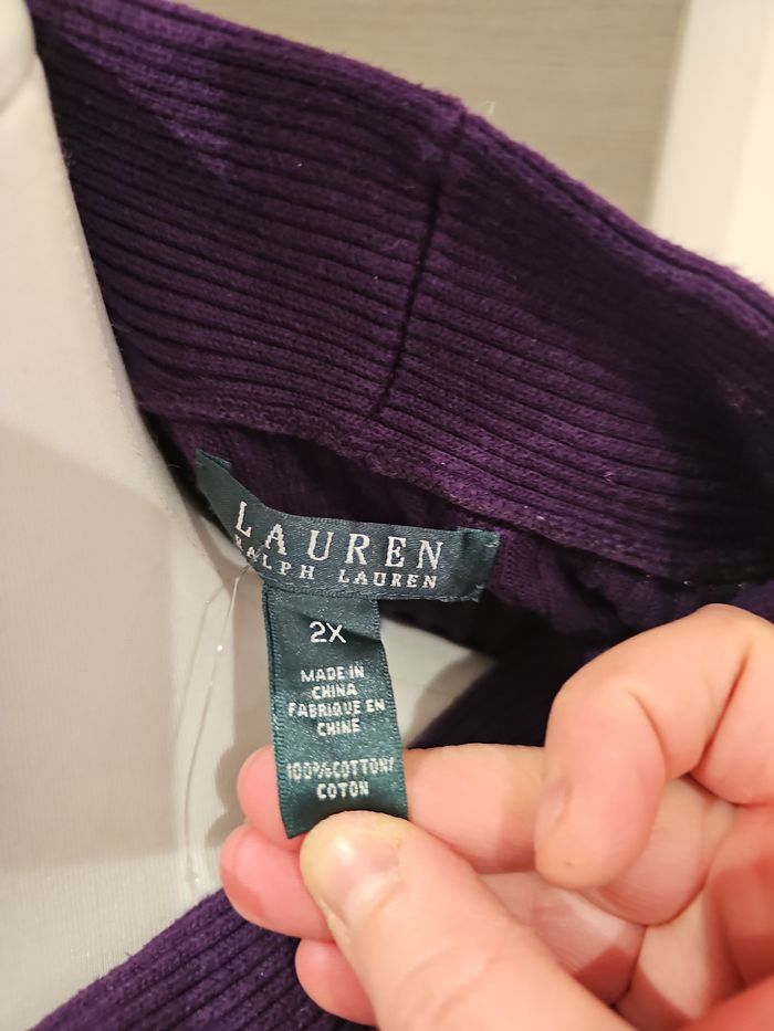 pull violet Lauren Ralph Lauren côtelé rayé femme grande taille - photo numéro 4