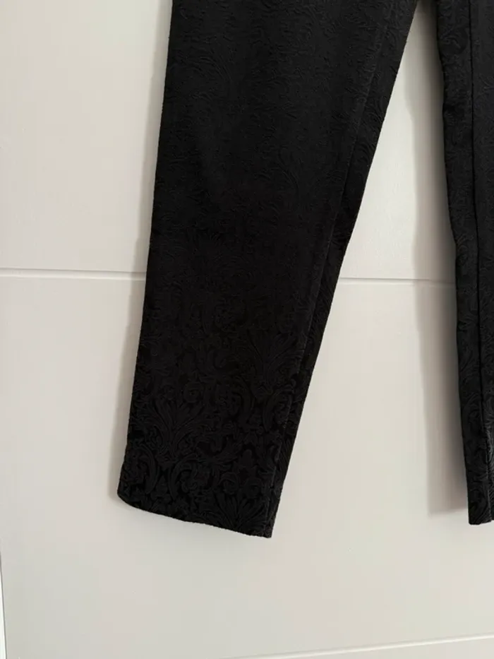Pantalon legging noir droit long jacquard tailleur costume pantaloni pantalones Vloeiende Calças - photo numéro 3