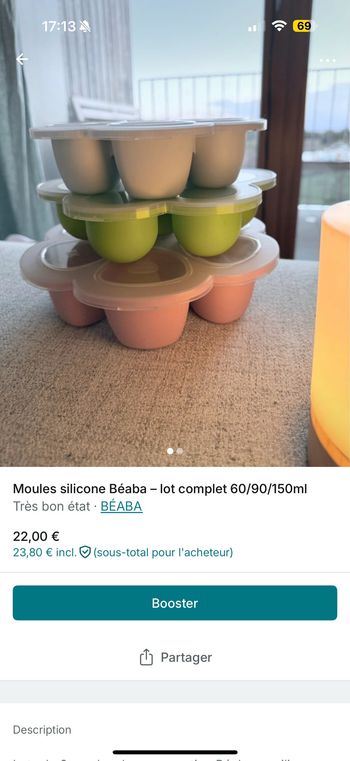 Moules silicone Béaba - lot complet 60/90/150 ml