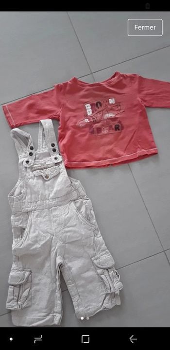 Ensemble salopette+tee shirt manches longues