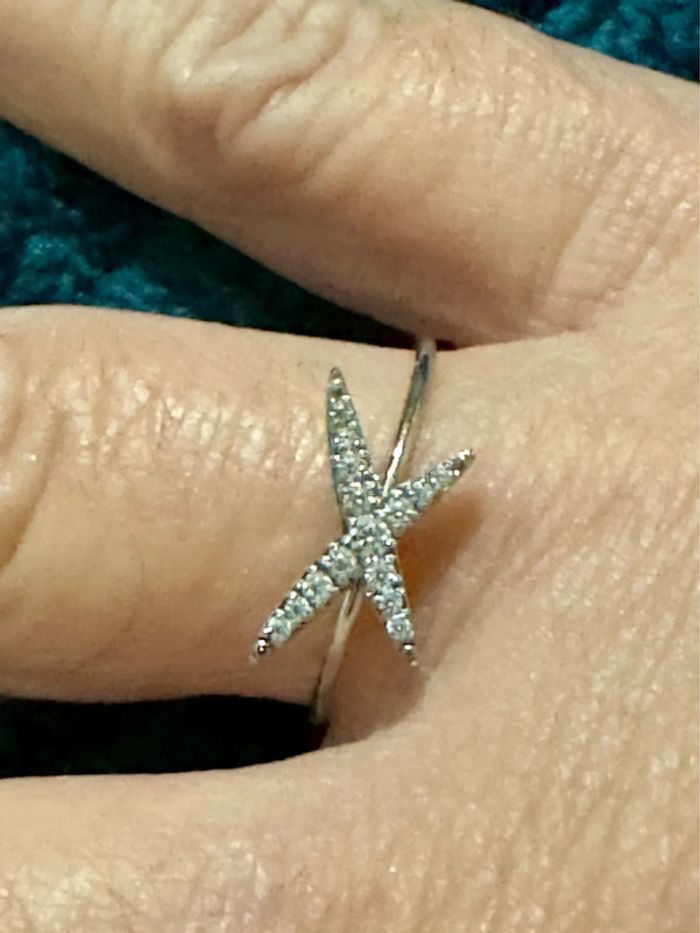 Bague réglable liens croisés acier inoxydable argent et cristaux - photo numéro 5