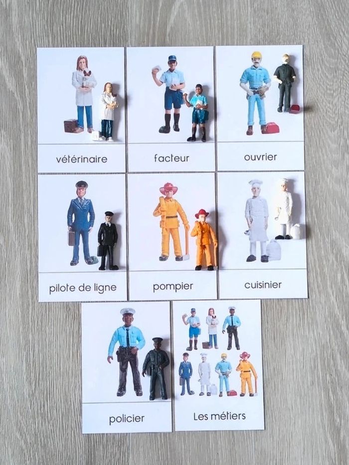 Cartes de nomenclature des métiers avec figurines