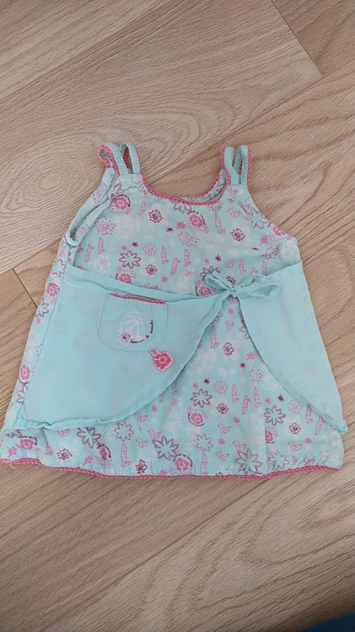 Robe été 6 mois bleu rose fleur