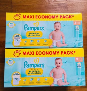 2 cartons de couches Pampers premium taille 3