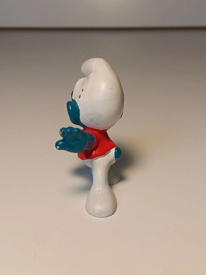 Figurine vintage schleich Schtroumpf départ course peyo W.germany - photo numéro 3