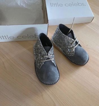 Bottines bottillons en cuir Nubuck chaussures Little Celebs 21 avec brillants neuves