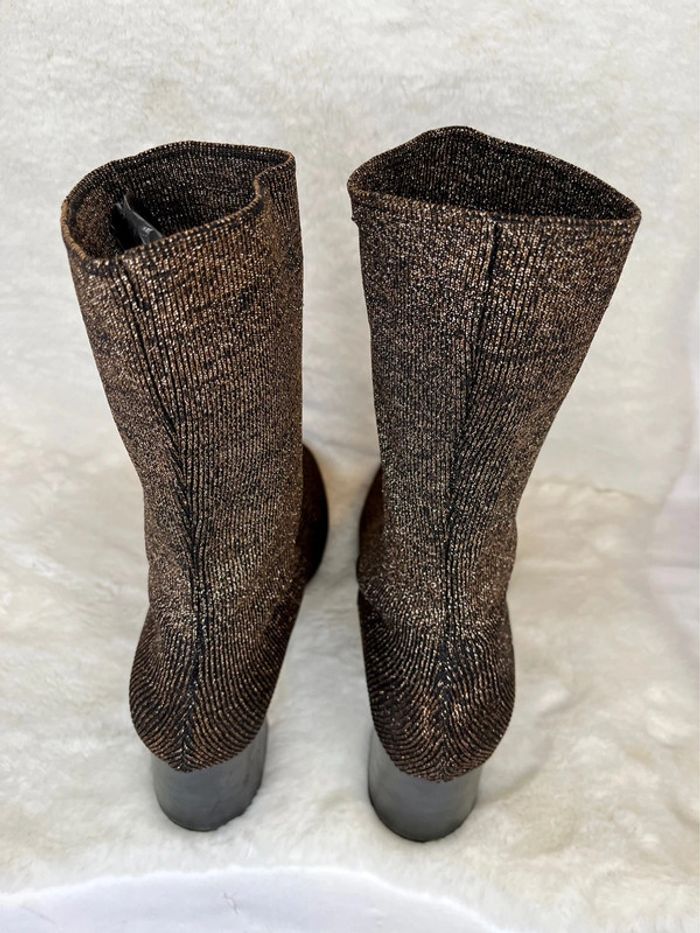 Bottines chaussettes noires et pailletées marrons, dorées pointure 40 - photo numéro 4