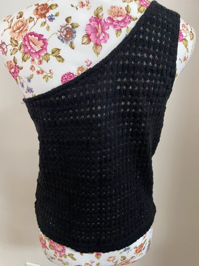 Top une épaule nu noir style crochet neuf avec étiquette - photo numéro 3