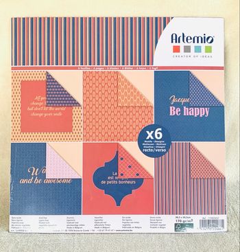 Bloc de 6 feuilles Artemio thème Bonheur recto verso