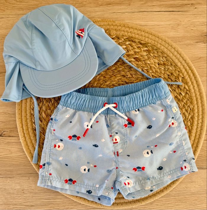 Ensemble short de bain et chapeau de soleil Obaïbi - photo numéro 1