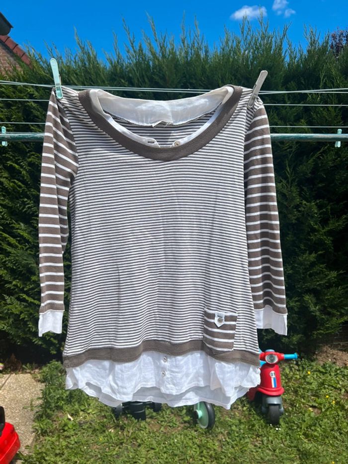 🤎Joli t-shirt EllaModa – Taille 4 équivalent M bon état 🤎 - photo numéro 3