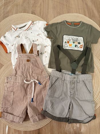 Lot 2 salopettes + 2 t-shirts bébé garçon - taille 9 mois - Obaibi
