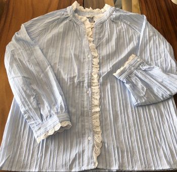 Chemise blouse bleue ciel rayée - Kilky