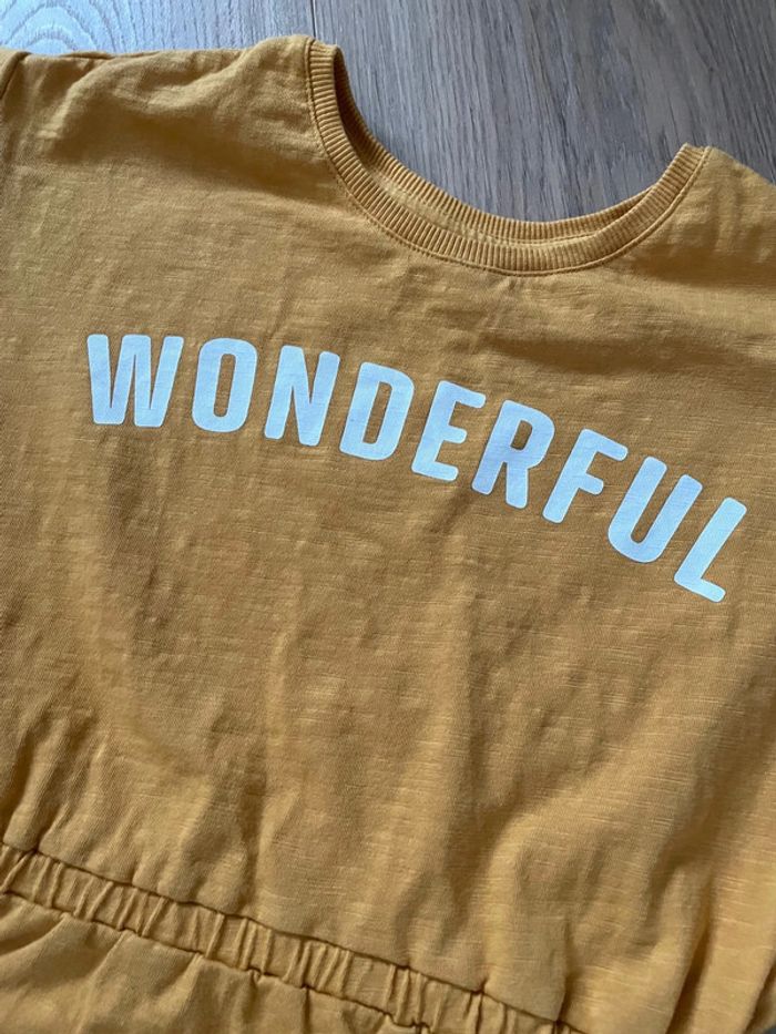 Robe moutarde inscription  Wonderfull fille 8 ans Kiabi - photo numéro 2