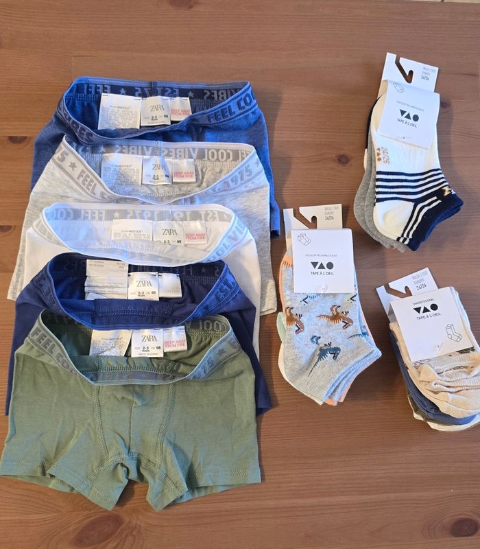 NEUFS(non portés)🥰🤩💙 lot boxers  3 ans garçon et chaussette/socquettes 💙🤩🥰 - photo numéro 2