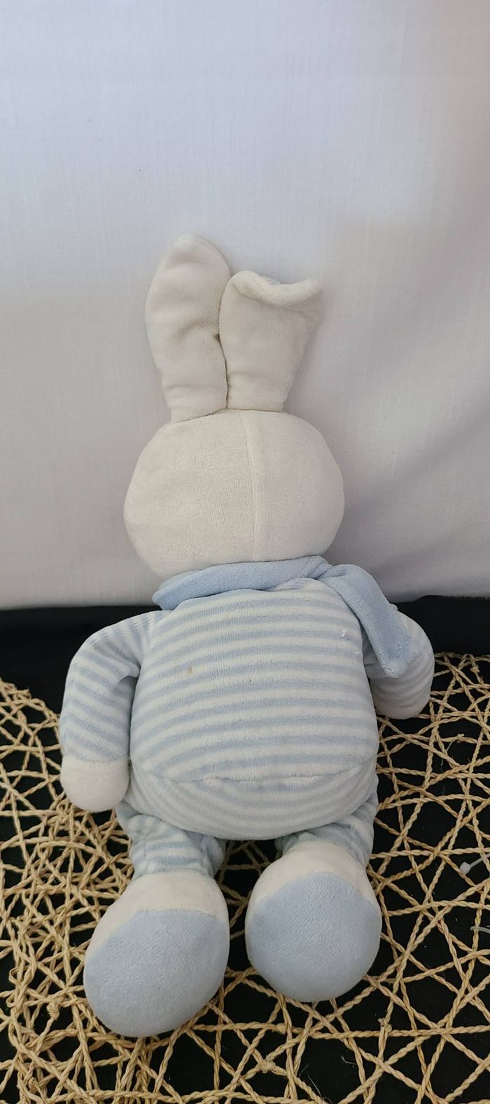 Doudou Lapin rayé bleu KLORANE - photo numéro 4