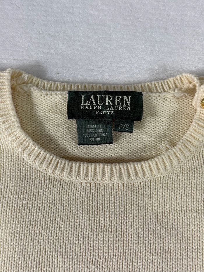 Pull Ralph Lauren femme S beige Boutons dorés épaule – 100% coton - photo numéro 10