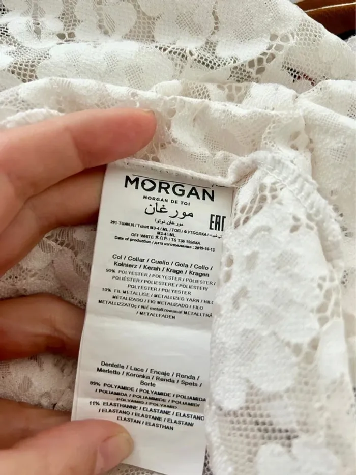Superbe petit haut, blouse Morgan blanc en dentelle taille 36, S , 1 - photo numéro 9