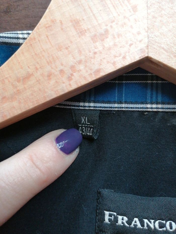 Chemise noire à carreaux bleus - photo numéro 5